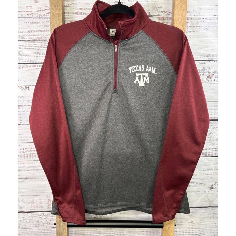 Texas‎ A&M Aggies Women's Quarter Zip Pullover Maroon Grey Fleece Medium/Large